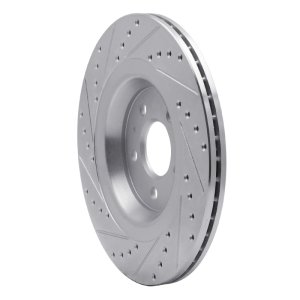 Audi A6 Quattro Brake Rotor (1) - Rear Right - R1 Concepts - Drilled & Slotted - Silver - `08-`25